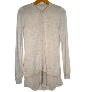 Intimissimi Angora Blend Chiffon Trim Ruffle Cardigan Sweater Beige Size Small